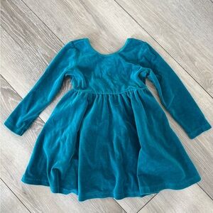 Hanna Andersson Teal Long Sleeve Velvet Dress